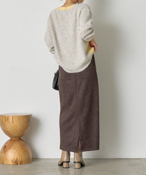 Jena espace merveilleux(ジェナ エスパスメルヴェイユ)の「【スタイルアップ】配色アゼVニット(ニット/セーター・レディース・ベージュ/ブラウン/グレー・FREE)」の16枚目の写真