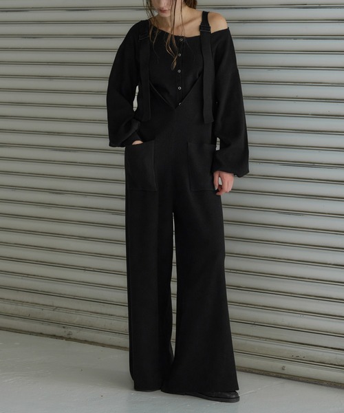 OUTIL オールインワン　つなぎ セール】shoulder belt knit all-in-one（つなぎ/オールインワン