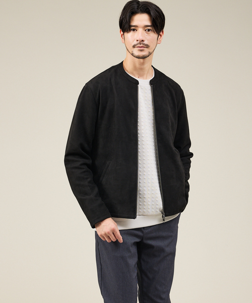 ABAHOUSE GRAY(アバハウスグレイ)の「【スエードライク】シングルライダース ブルゾン(ライダースジャケット・メンズ・ライトブラウン/グレイッシュベージュ/ブラック・46/48/50)」の1枚目の写真