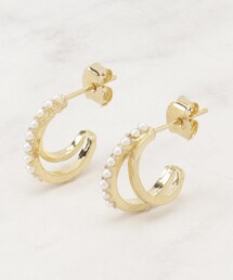パール調ビジューフープデザインピアス