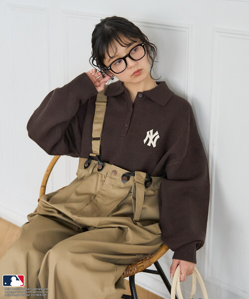 FREAK'S STORE（フリークスストア）の「MLB/エムエルビー MLB ポロニット/ポロ襟/襟付きニット（ニット/セーター・レディース・オフホワイト/ライトグレー/ピンク/ネイビー/ブラウン・FREE/ﾌﾘ-）」の8枚目の写真