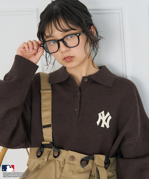 FREAK'S STORE（フリークスストア）の「MLB/エムエルビー MLB ポロニット/ポロ襟/襟付きニット（ニット/セーター・レディース・オフホワイト/ライトグレー/ピンク/ネイビー/ブラウン・FREE/ﾌﾘ-）」の10枚目の写真
