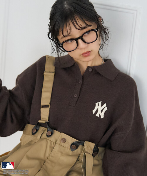 FREAK'S STORE（フリークスストア）の「MLB/エムエルビー MLB ポロニット/ポロ襟/襟付きニット（ニット/セーター・レディース・オフホワイト/ライトグレー/ピンク/ネイビー/ブラウン・FREE/ﾌﾘ-）」の11枚目の写真