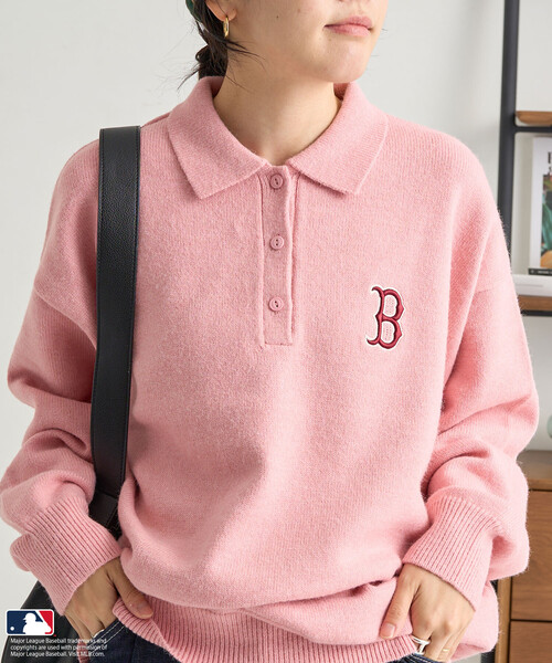 FREAK'S STORE（フリークスストア）の「MLB/エムエルビー MLB ポロニット/ポロ襟/襟付きニット（ニット/セーター・レディース・オフホワイト/ライトグレー/ピンク/ネイビー/ブラウン・FREE/ﾌﾘ-）」の17枚目の写真
