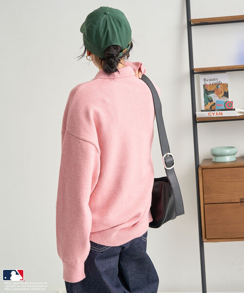 FREAK'S STORE（フリークスストア）の「MLB/エムエルビー MLB ポロニット/ポロ襟/襟付きニット（ニット/セーター・レディース・オフホワイト/ライトグレー/ピンク/ネイビー/ブラウン・FREE/ﾌﾘ-）」の18枚目の写真