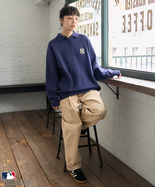 FREAK'S STORE（フリークスストア）の「MLB/エムエルビー MLB ポロニット/ポロ襟/襟付きニット（ニット/セーター・レディース・オフホワイト/ライトグレー/ピンク/ネイビー/ブラウン・FREE/ﾌﾘ-）」の22枚目の写真