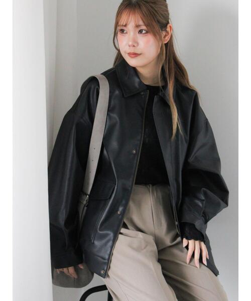 セール】エコレザージャケット（ブルゾン）｜ehka sopo（エヘカソポ