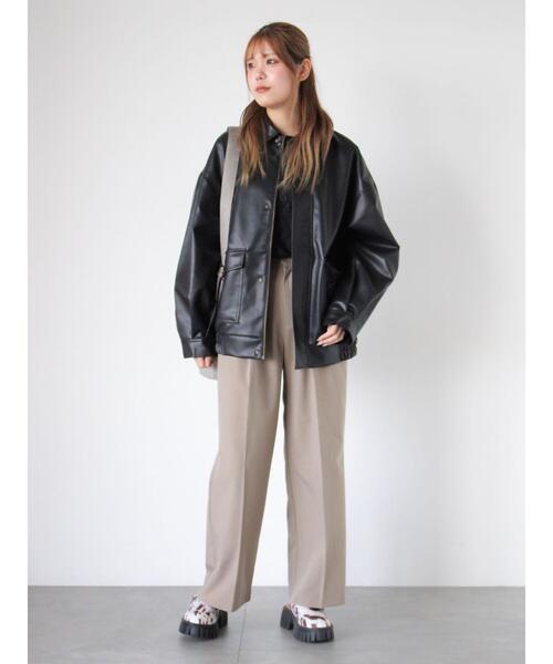 セール】エコレザージャケット（ブルゾン）｜ehka sopo（エヘカソポ