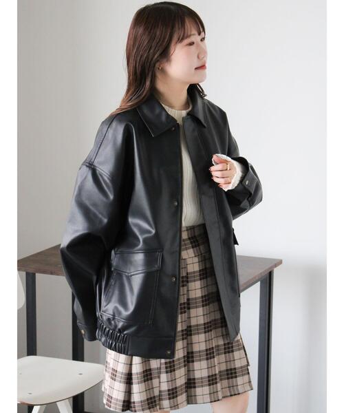 セール】エコレザージャケット（ブルゾン）｜ehka sopo（エヘカソポ