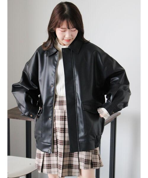 ehka sopo（エヘカソポ）の「エコレザージャケット（ブルゾン・レディース・モカ/ブラウン/ブラック・F）」の17枚目の写真