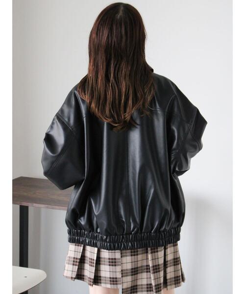 ehka sopo（エヘカソポ）の「エコレザージャケット（ブルゾン・レディース・モカ/ブラウン/ブラック・F）」の18枚目の写真