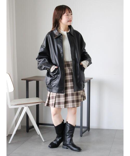 ehka sopo（エヘカソポ）の「エコレザージャケット（ブルゾン・レディース・モカ/ブラウン/ブラック・F）」の19枚目の写真