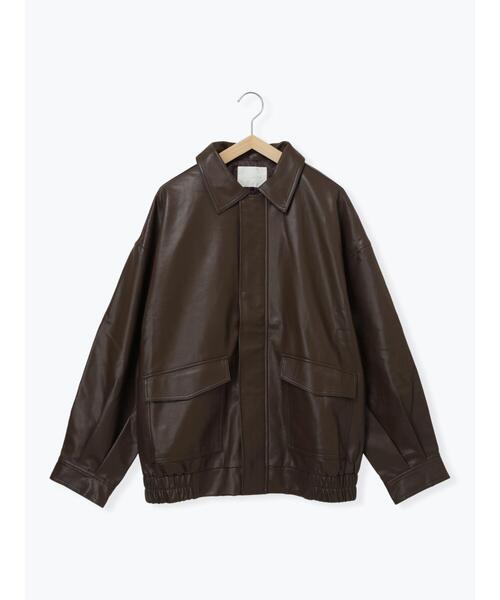 ehka sopo（エヘカソポ）の「エコレザージャケット（ブルゾン・レディース・モカ/ブラウン/ブラック・F）」の9枚目の写真