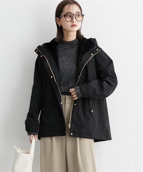 nissen（ニッセン）の「３ＷＡＹフェイクファージャケット（ファーベスト付）（その他アウター・レディース・カーキ/ブラック/ベージュ・M/L/LL/3L）」の2枚目の写真