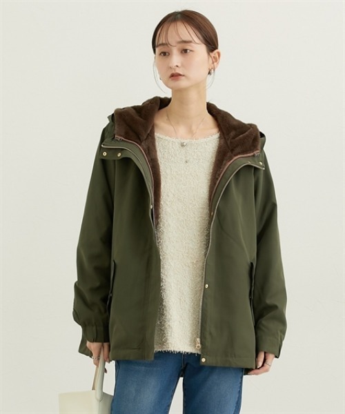 nissen（ニッセン）の「３ＷＡＹフェイクファージャケット（ファーベスト付）（その他アウター・レディース・カーキ/ブラック/ベージュ・M/L/LL/3L）」の4枚目の写真