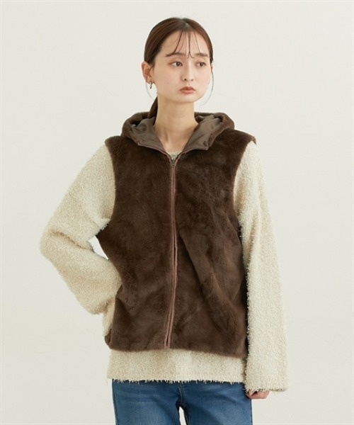 nissen（ニッセン）の「３ＷＡＹフェイクファージャケット（ファーベスト付）（その他アウター・レディース・カーキ/ブラック/ベージュ・M/L/LL/3L）」の11枚目の写真