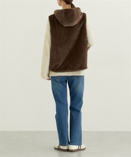 nissen（ニッセン）の「３ＷＡＹフェイクファージャケット（ファーベスト付）（その他アウター・レディース・カーキ/ブラック/ベージュ・M/L/LL/3L）」の14枚目の写真