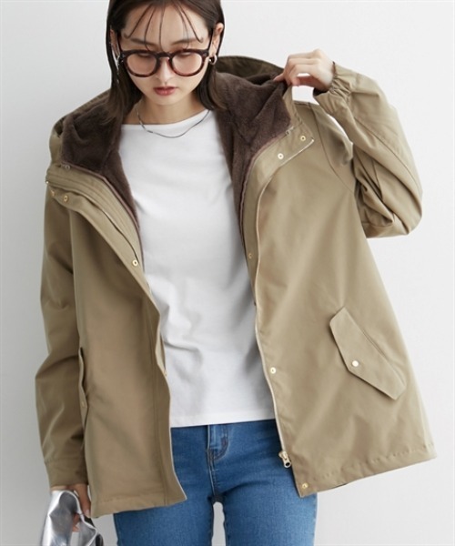 nissen（ニッセン）の「３ＷＡＹフェイクファージャケット（ファーベスト付）（その他アウター・レディース・カーキ/ブラック/ベージュ・M/L/LL/3L）」の17枚目の写真