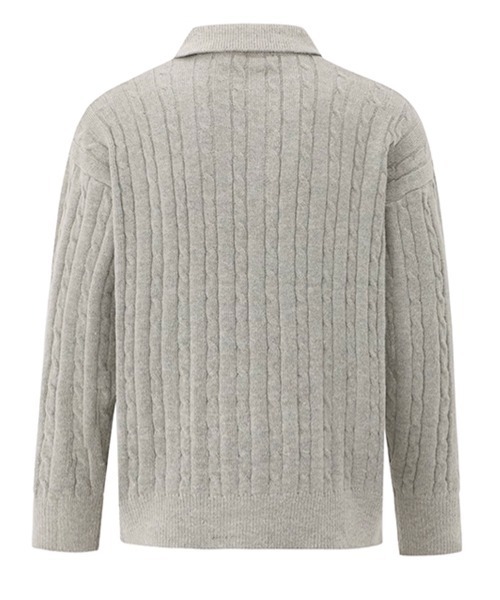 NOWLE(ノウル)の「【NOWLE】ケーブル編み ハーフジップ ポロカラー ニット(ニット/セーター・メンズ・グレー/ブラック・MEDIUM/LARGE/X-LARGE)」の18枚目の写真