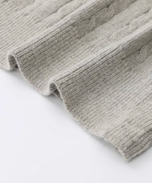 NOWLE(ノウル)の「【NOWLE】ケーブル編み ハーフジップ ポロカラー ニット(ニット/セーター・メンズ・グレー/ブラック・MEDIUM/LARGE/X-LARGE)」の20枚目の写真