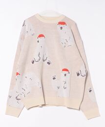 Revo. | アニマルパターン 総柄ジャガード ルーズニット プルオーバー 白熊 白くま シロクマ(ニット/セーター)