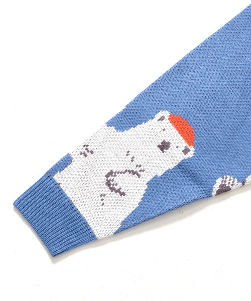 Revo.（レボ）の「アニマルパターン 総柄ジャガード ルーズニット プルオーバー 白熊 白くま シロクマ（ニット/セーター・メンズ・オフホワイト/ブルー・M/L）」の5枚目の写真