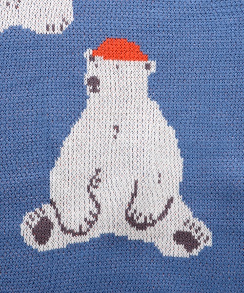 Revo.（レボ）の「アニマルパターン 総柄ジャガード ルーズニット プルオーバー 白熊 白くま シロクマ（ニット/セーター・メンズ・オフホワイト/ブルー・M/L）」の9枚目の写真