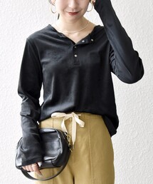 SHIPS any | SHIPS any:〈洗濯機可能〉ポリエステル ベロア 2way ヘンリーネック プルオーバー(Tシャツ/カットソー)