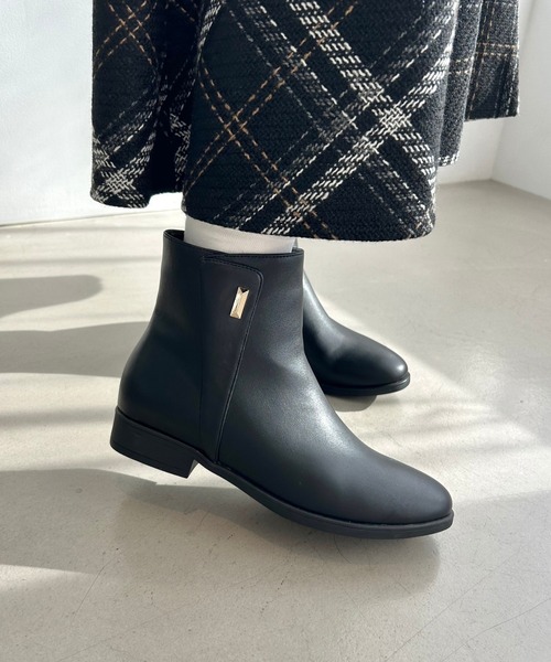 プチメタル フラット ショートブーツ /52408 厚手クッション（ブーツ