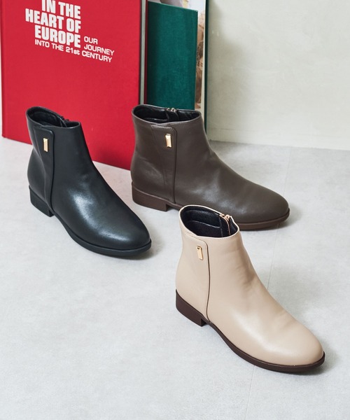 WA ORiental TRaffic（ダブルエーオリエンタルトラフィック）の「プチメタル フラット ショートブーツ /52408 厚手クッション（ブーツ・レディース・ブラック/ブラウン/ベージュ・S/M/L/LL/3L/SS）」の7枚目の写真
