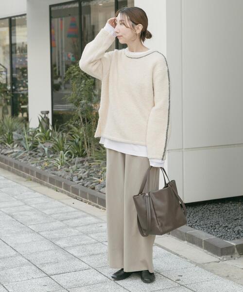 ITEMS URBANRESEARCH(アイテムズ アーバンリサーチ)の「ブークレパイピングニット(ニット/セーター・レディース・オフホワイト/ブラウン/ネイビー・FREE)」の14枚目の写真