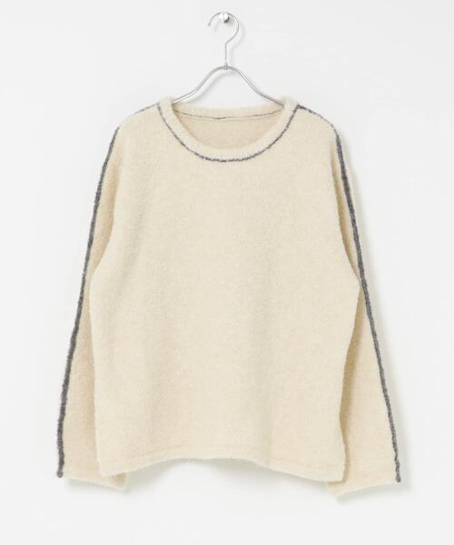 ITEMS URBANRESEARCH(アイテムズ アーバンリサーチ)の「ブークレパイピングニット(ニット/セーター・レディース・オフホワイト/ブラウン/ネイビー・FREE)」の15枚目の写真