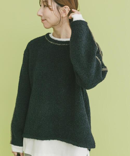 ITEMS URBANRESEARCH(アイテムズ アーバンリサーチ)の「ブークレパイピングニット(ニット/セーター・レディース・オフホワイト/ブラウン/ネイビー・FREE)」の18枚目の写真