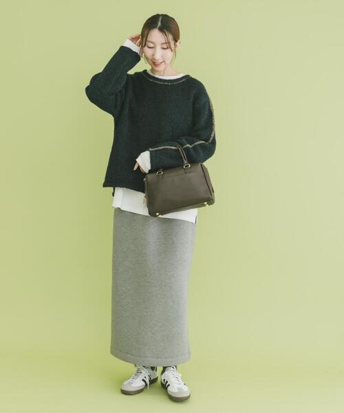 ITEMS URBANRESEARCH(アイテムズ アーバンリサーチ)の「ブークレパイピングニット(ニット/セーター・レディース・オフホワイト/ブラウン/ネイビー・FREE)」の21枚目の写真