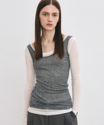 NICK&NICOLE（ニックアンドニコール）の「NICOLE MINIMAL LABEL SLEEVELESS_CHARCOAL（Tシャツ/カットソー・レディース）」