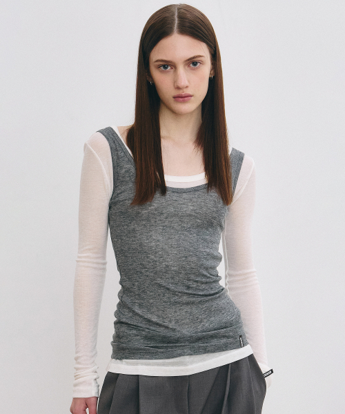 NICK&NICOLE(ニックアンドニコール)の「NICOLE MINIMAL LABEL SLEEVELESS_CHARCOAL(Tシャツ/カットソー・レディース・その他・FREE)」の3枚目の写真