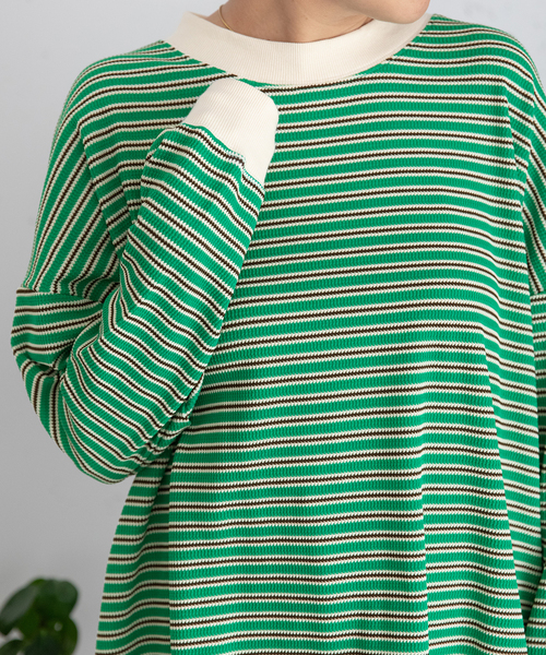 POU DOU DOU（プードゥドゥ）の「マルチカラーボーダーロンT（Tシャツ/カットソー・レディース・ピンク/グリーン/ネイビー・M）」の12枚目の写真