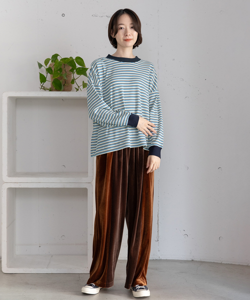 POU DOU DOU（プードゥドゥ）の「マルチカラーボーダーロンT（Tシャツ/カットソー・レディース・ピンク/グリーン/ネイビー・M）」の18枚目の写真