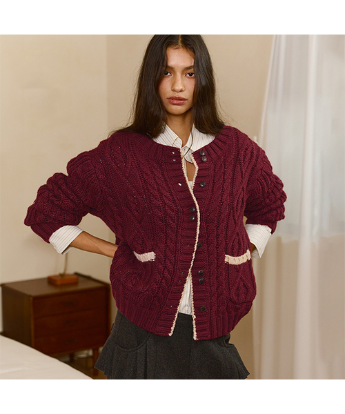 BITTER CELLS(ビターセルズ)の「モリウールカーディガン-バーガンディ(カーディガン/ボレロ・レディース・その他・FREE)」の1枚目の写真