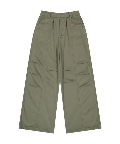 AAKAM(アーカム)の「ニーピンタックスタッズコットンパンツ(カーキ)(その他パンツ・メンズ・その他・2/1)」の2枚目の写真