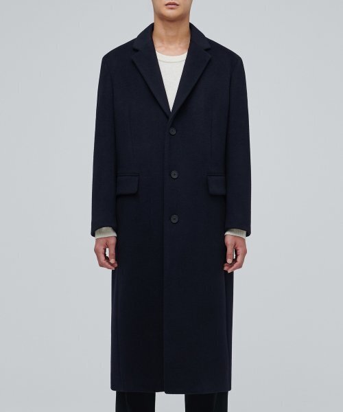 MUSINSA STANDARD(ムシンサスタンダード)の「カシミアブレンドパパショルダーシングルロングコート【ネイビー】(チェスターコート・メンズ・その他・X-LARGE/XX-LARGE/MEDIUM/LARGE)」の10枚目の写真