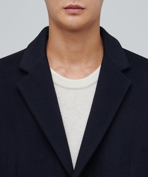 MUSINSA STANDARD(ムシンサスタンダード)の「カシミアブレンドパパショルダーシングルロングコート【ネイビー】(チェスターコート・メンズ・その他・X-LARGE/XX-LARGE/MEDIUM/LARGE)」の12枚目の写真