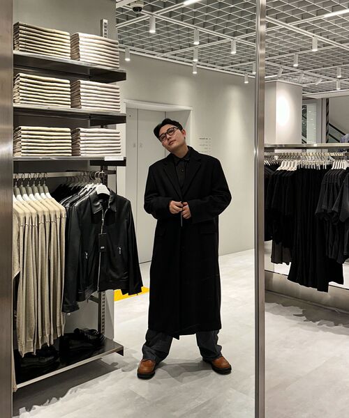 MUSINSA STANDARD(ムシンサスタンダード)の「カシミアブレンドパパショルダーシングルロングコート【ネイビー】(チェスターコート・メンズ・その他・X-LARGE/XX-LARGE/MEDIUM/LARGE)」の9枚目の写真