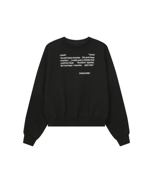 Miseki SEOUL(ミセキソウル)の「Quote sweat shirts BLACK(スウェット・レディース・その他・OS)」の1枚目の写真