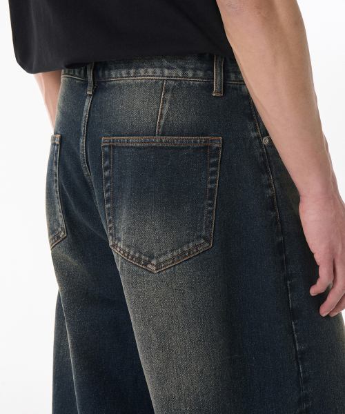 MUSINSA STANDARD（ムシンサスタンダード）の「ビッグブラシバルーンデニムパンツ[イエローダークブルー]（デニムパンツ・メンズ・その他・38/42/36/30/31/33/40/26/27/34/29/28/32）」の5枚目の写真