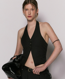 Evelyn halter neck vest black