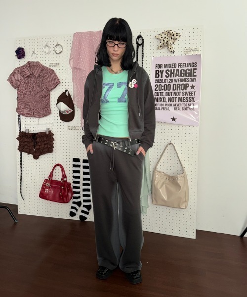 SHAGGIE(シャギー)の「ナンバーチェックタイトTシャツ(Tシャツ/カットソー・レディース・ホワイト/チャコールグレー/グリーン・FREE)」の11枚目の写真