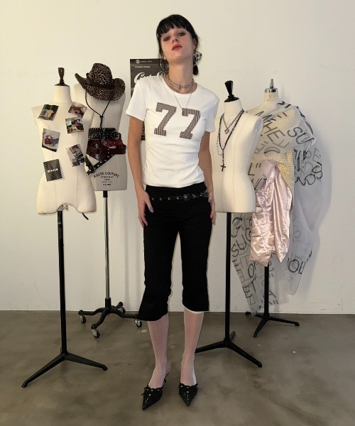 SHAGGIE(シャギー)の「ナンバーチェックタイトTシャツ(Tシャツ/カットソー・レディース・ホワイト/チャコールグレー/グリーン・FREE)」の20枚目の写真