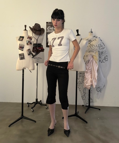 SHAGGIE(シャギー)の「ナンバーチェックタイトTシャツ(Tシャツ/カットソー・レディース・ホワイト/チャコールグレー/グリーン・FREE)」の21枚目の写真