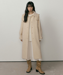 handemade hooded long coat-beige